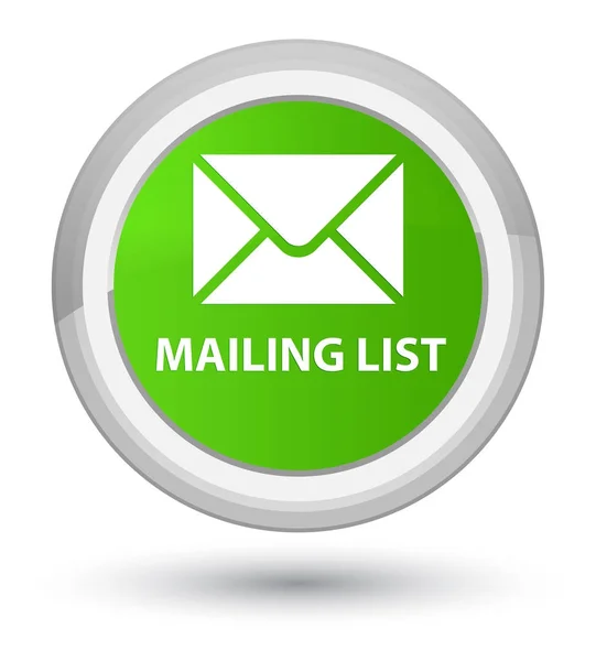 Mailingliste prime soft green round button — Stockfoto