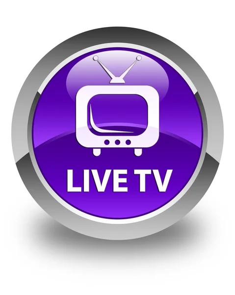 Live-TV glänzend lila runde Taste — Stockfoto