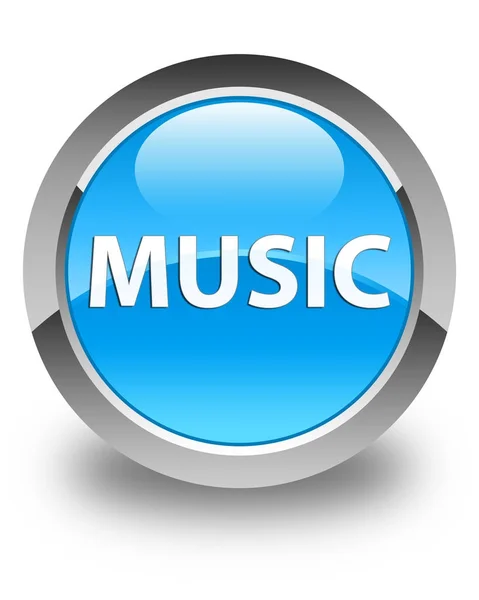 Hudba lesklý azurová modrá kulaté tlačítko — Stock fotografie