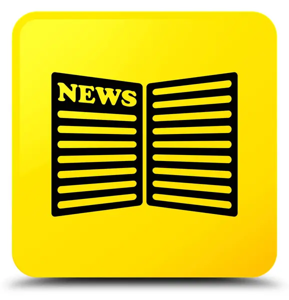 Εφημερίδα εικονίδιο κίτρινο τετράγωνο κουμπί — Φωτογραφία Αρχείου