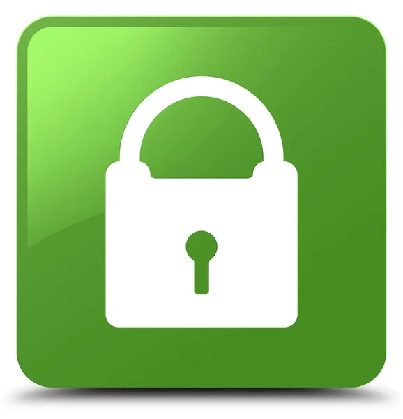 Padlock icon soft green square button — Stock Photo, Image