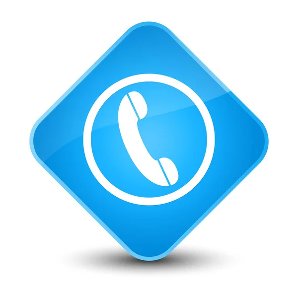 ไอคอนโทรศัพท์ ปุ่มเพชรสีฟ้าสีฟ้าที่สวยงาม — ภาพถ่ายสต็อก