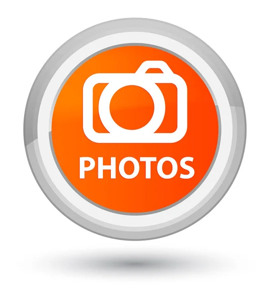 Фотографии (значок камеры) - оранжевая круглая кнопка — стоковое фото