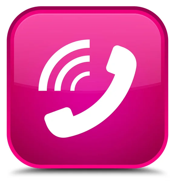 Піктограма дзвінка телефону спеціальна рожева квадратна кнопка — стокове фото