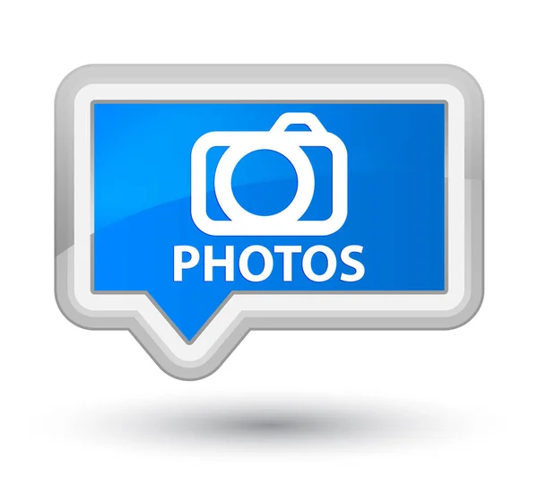 Fotos (ícone da câmera) botão de banner azul ciano principal — Fotografia de Stock
