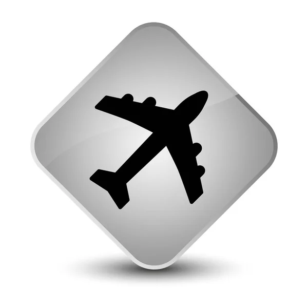 飛行機アイコン エレガントなホワイト ダイヤモンド ボタン — ストック写真