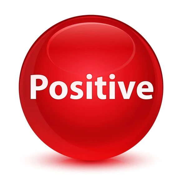 Botão redondo vermelho vítreo positivo — Fotografia de Stock