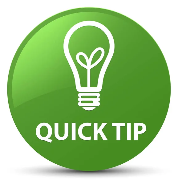 Quick tip (bulb icon) soft green round button — Stock Photo, Image