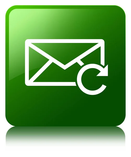 更新メール アイコン緑正方形ボタン — ストック写真