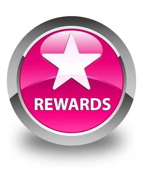 報酬 (星のアイコン) 光沢のある丸いボタン ピンク — ストック写真
