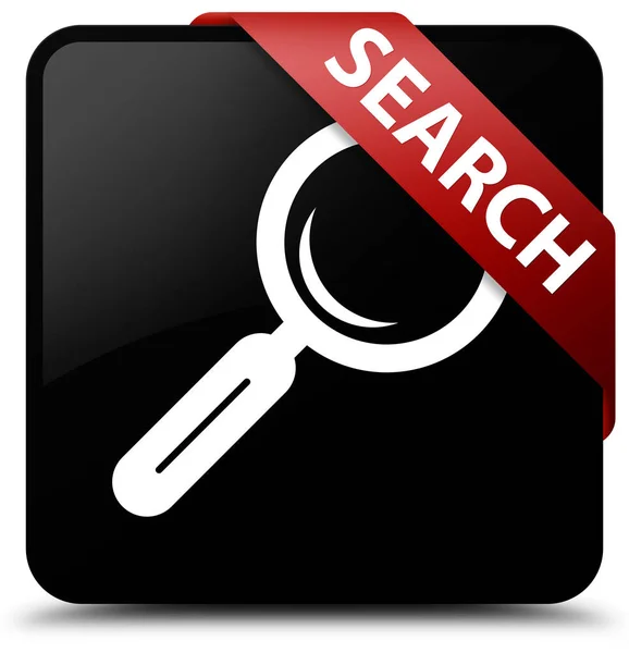 Search black square button red ribbon in corner — Stock Photo, Image