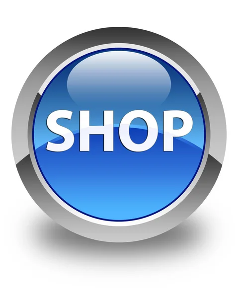 Shop glänzend blauer runder Knopf — Stockfoto