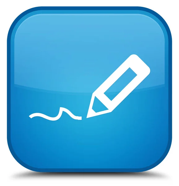 Zarejestrować się w ikonę specjalne cyan niebieski przycisk kwadratowy — Zdjęcie stockowe