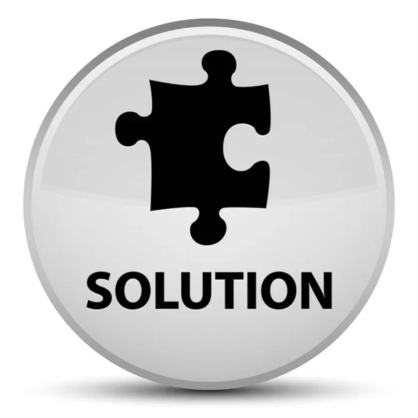 Solution (puzzle icon) special white round button — Stock Photo, Image