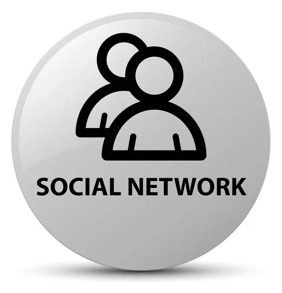 Rede social (ícone de grupo) botão redondo branco — Fotografia de Stock