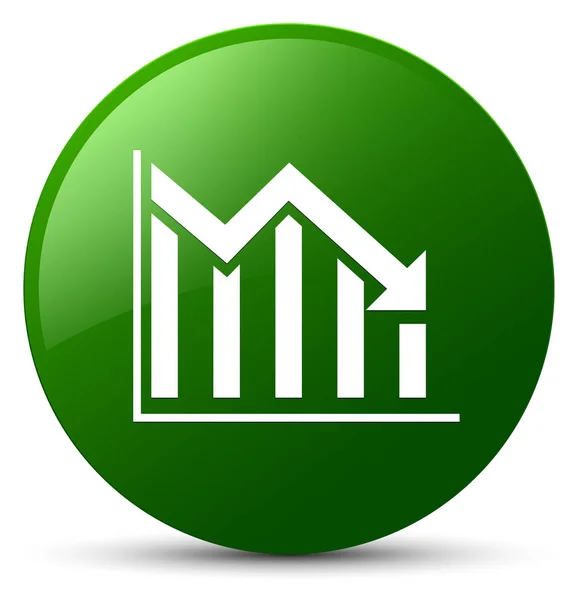 Statistiche giù icona verde pulsante rotondo — Foto Stock