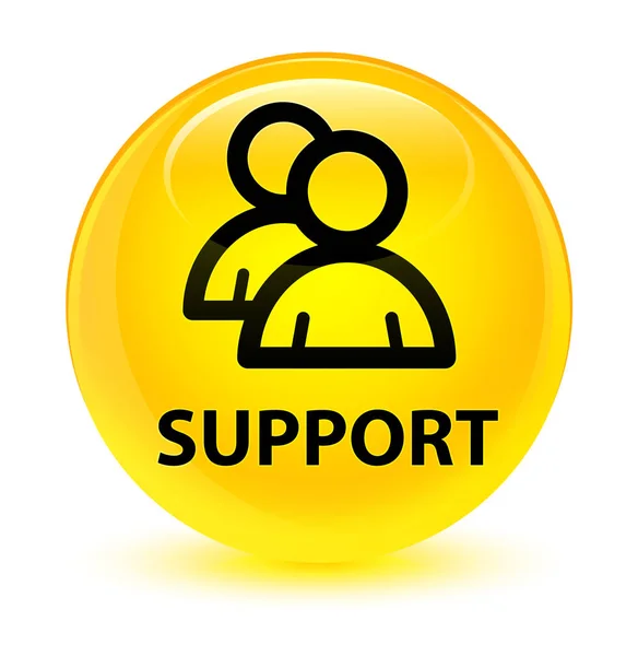 Support (group icon) glassy yellow round button — Stock Photo, Image