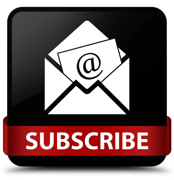 Subscribe (newsletter email icon) black square button red ribbon