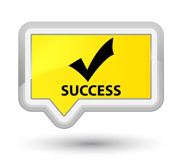 Успіх (правильна піктограма) кнопка правого жовтого банера — стокове фото