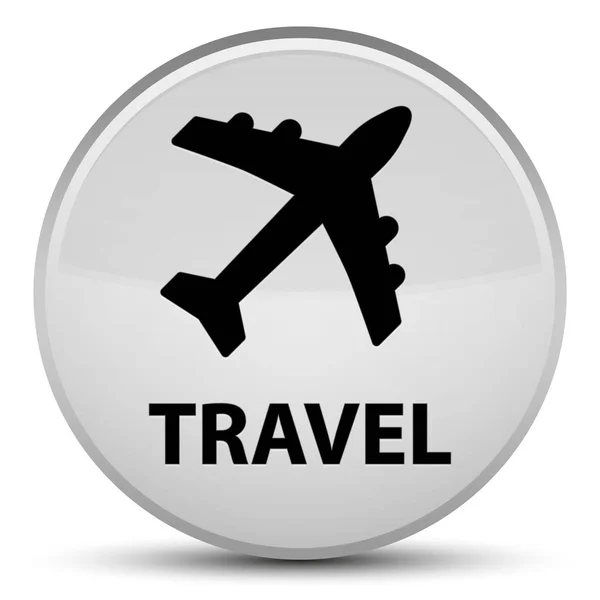 Travel (plane icon) special white round button — Stock Photo, Image