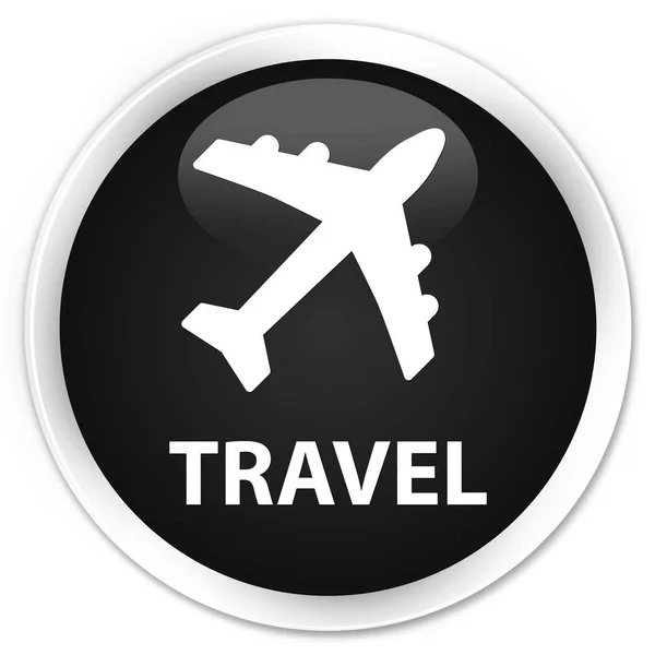 Travel (plane icon) premium black round button — Stock Photo, Image