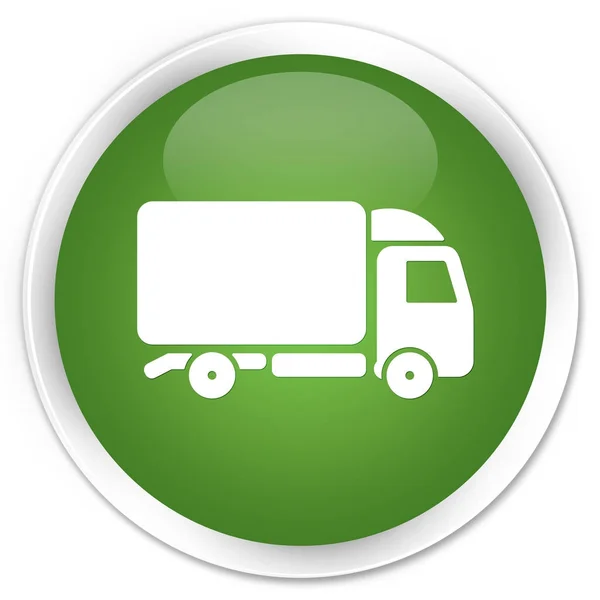 Иконка грузовика премиум мягкий зеленый круглый кнопка — стоковое фото