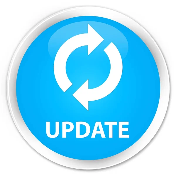 Aktualizacja premium cyan niebieski okrągły przycisk — Zdjęcie stockowe