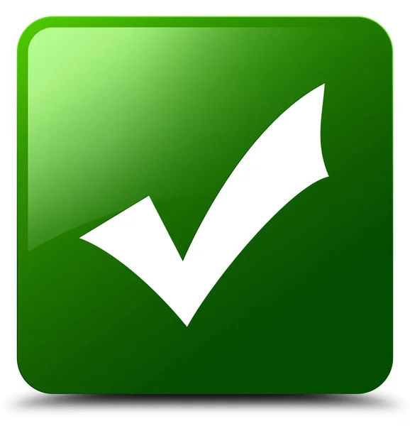 Sprawdzanie poprawności zielona ikona przycisku kwadrat — Zdjęcie stockowe