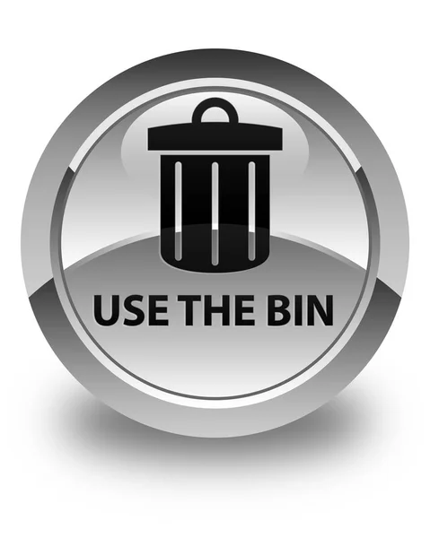 Use the bin (trash icon) glossy white round button — Stock Photo, Image