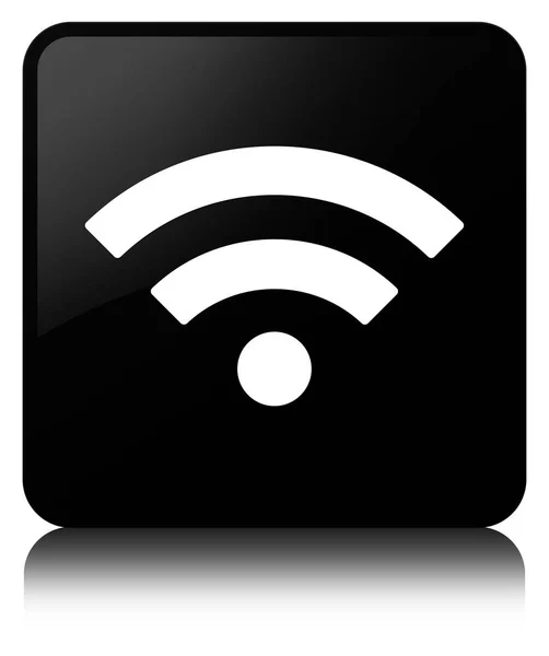 Wifi-Symbol schwarzer quadratischer Knopf — Stockfoto