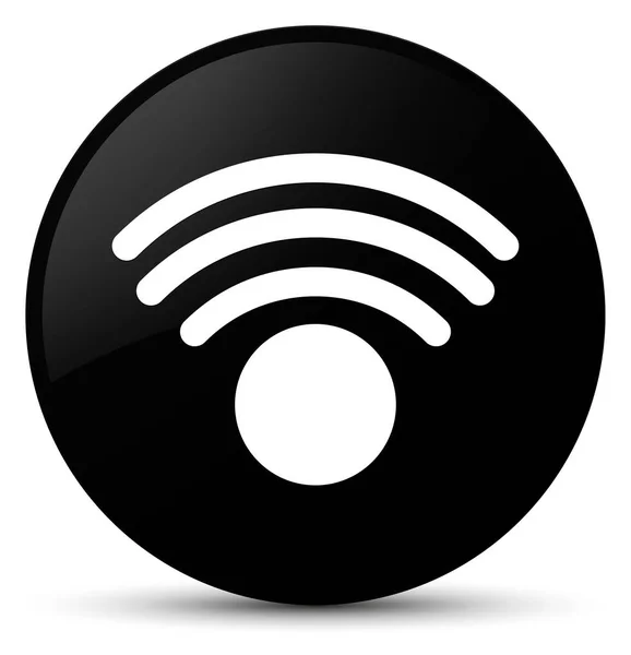 Піктограма Wi-Fi чорна кругла кнопка — стокове фото