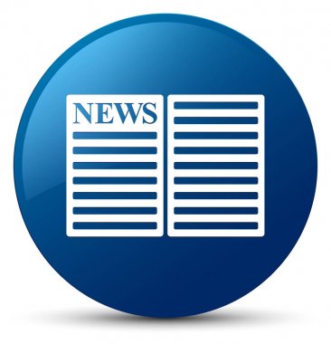 Gazete simgesi mavi yuvarlak düğmesi