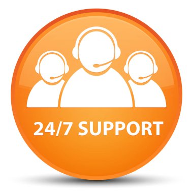 24/7 Destek (müşteri bakım ekibi simgesi) özel turuncu yuvarlak popo