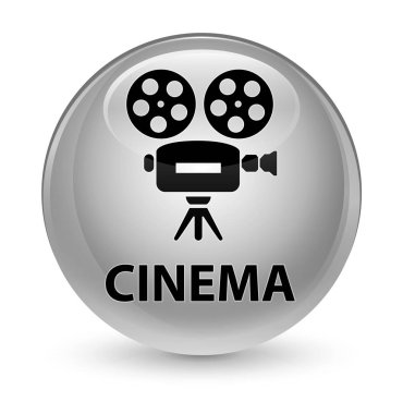 Sinema (video kamera simgesi) cam gibi beyaz yuvarlak düğmesi