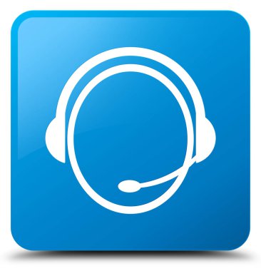 Müşteri Bakım Servisi simgesini camgöbeği mavi kare düğme