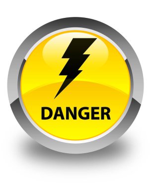 Tehlike (elektrik simgesi) parlak sarı yuvarlak düğmesi