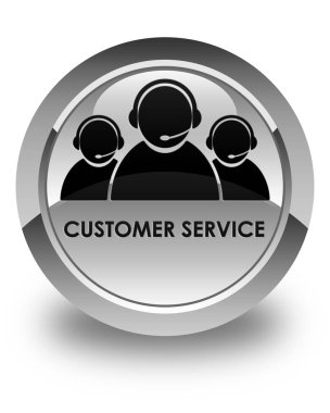 Müşteri hizmeti (takım simgesi) parlak beyaz yuvarlak düğmesi