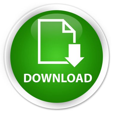 Download (Belge simgesi) premium yeşil yuvarlak düğmesi
