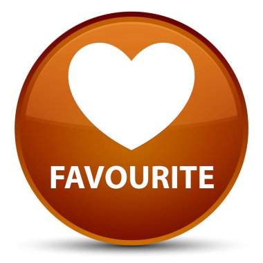 Favori (kalp simgesi) özel kahverengi yuvarlak düğmesi