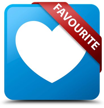 Favori (kalp simgesi) camgöbeği mavi kare düğmesini kırmızı kurdele kor