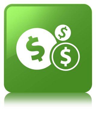 Mali dolar işareti simgesi yumuşak yeşil kare düğme
