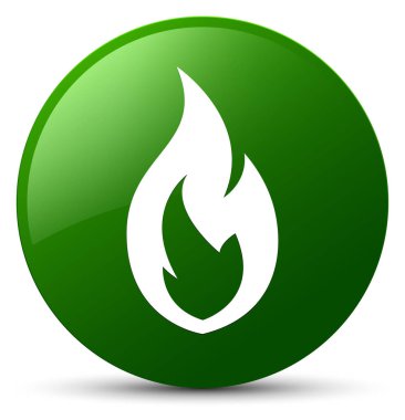 Yangın alev simgesi yeşil yuvarlak düğmesi