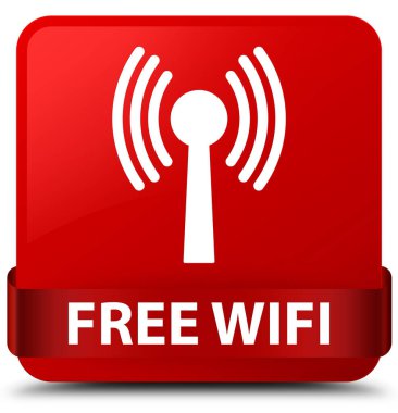 Ücretsiz wifi (wlan ağ) kırmızı kare düğmesini kırmızı kurdele orta