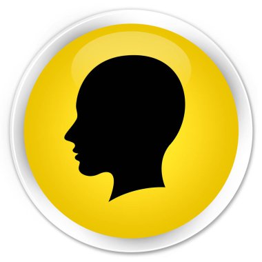 Baş kadın yüzü simge sigorta primi sarı yuvarlak düğmesi