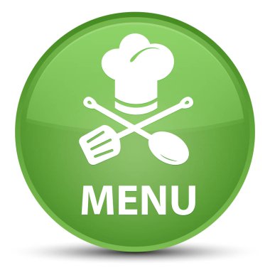 Menü (Restoran simgesi) özel yumuşak yeşil yuvarlak düğmesi