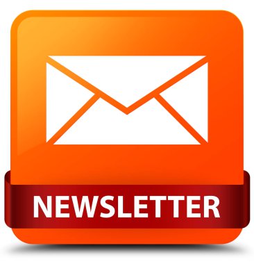 Bülten turuncu kare düğme kırmızı kurdele orta