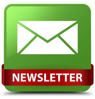 Bülten yumuşak yeşil kare düğme kırmızı kurdele orta