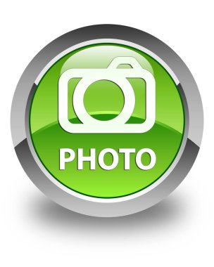 Fotoğraf (kamera simgesi) parlak yeşil yuvarlak düğmesi