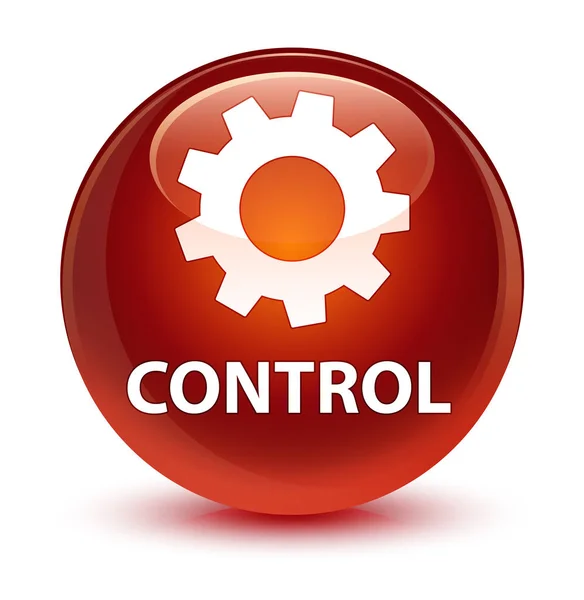 Controle (ícone de configurações) botão redondo marrom vítreo — Fotografia de Stock