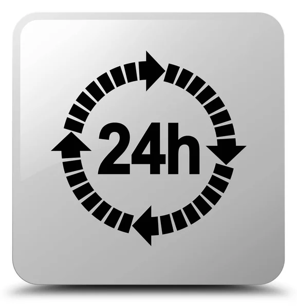 24 時間配信アイコン白正方形ボタン — ストック写真